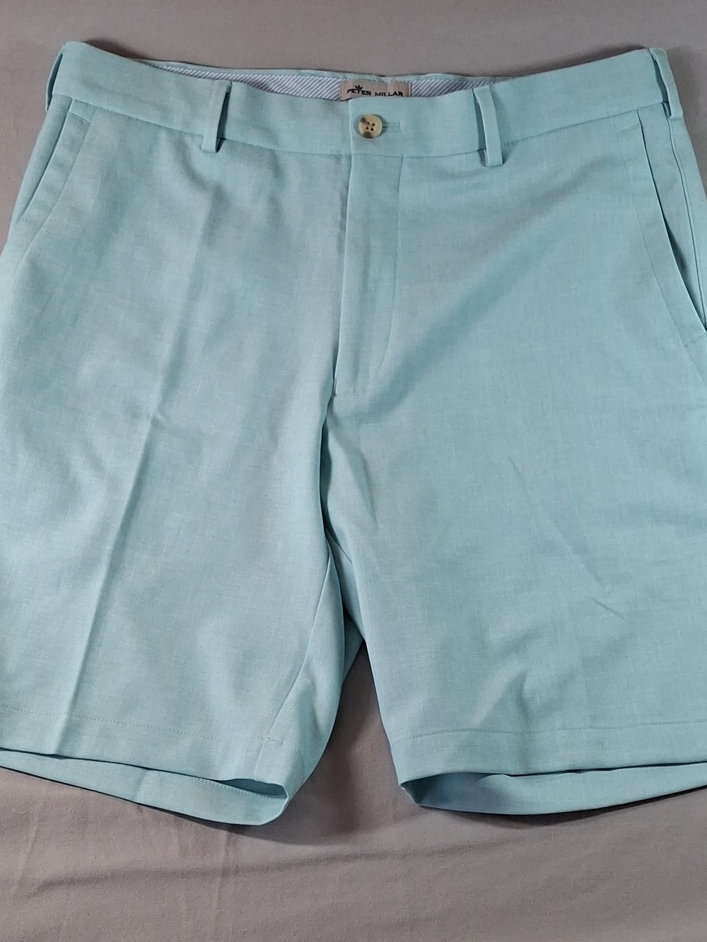 Peter Millar Seafoam Flat Front Linen-Blend Shorts